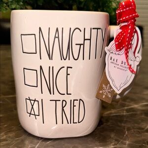 Rae Dunn NAUGHTY/NICE/I TRIED mug